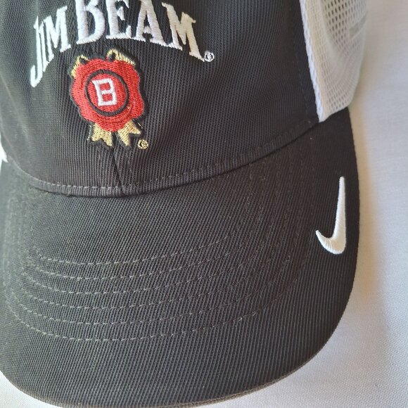 Jim Beam Nike Golf Black & White Trucker Hat Adjustable Mesh Cap - Picture 3 of 5